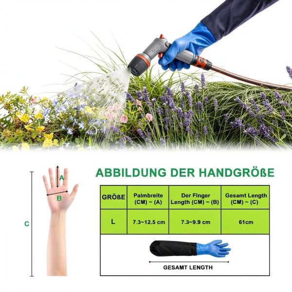 Blue PVC Chemical Resistant Gloves Medium Heavy Duty Waterproof-4