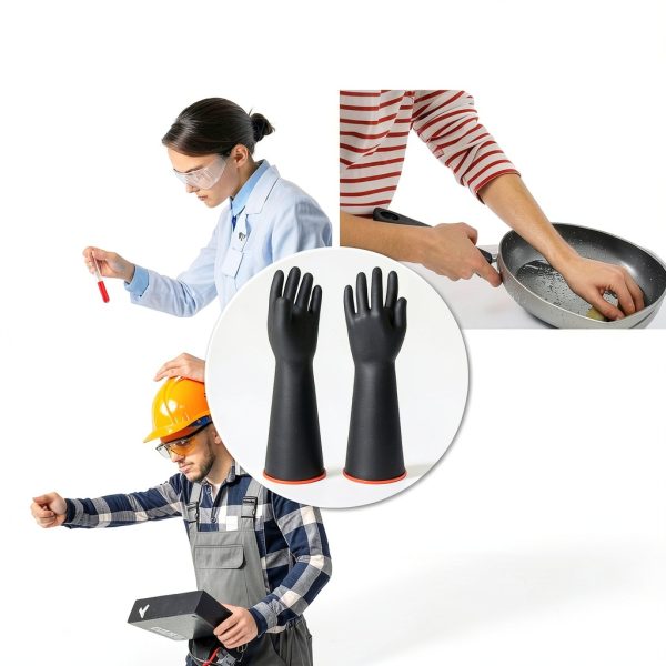 Long Black Rubber Gloves Usbday001 Chemical Resistant Latex PVC-6