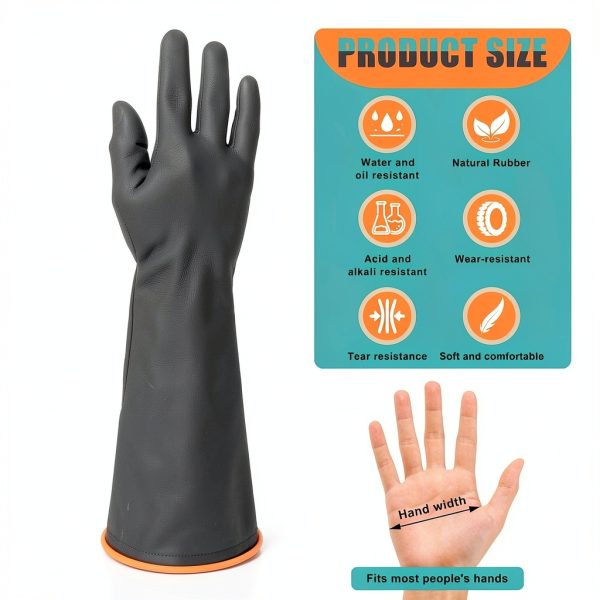 Long Black Rubber Gloves Usbday001 Chemical Resistant Latex PVC-1