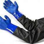 Blue PVC Chemical Resistant Gloves Medium Heavy Duty Waterproof-0