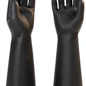 Long Black Rubber Gloves Usbday001 Chemical Resistant Latex PVC-0