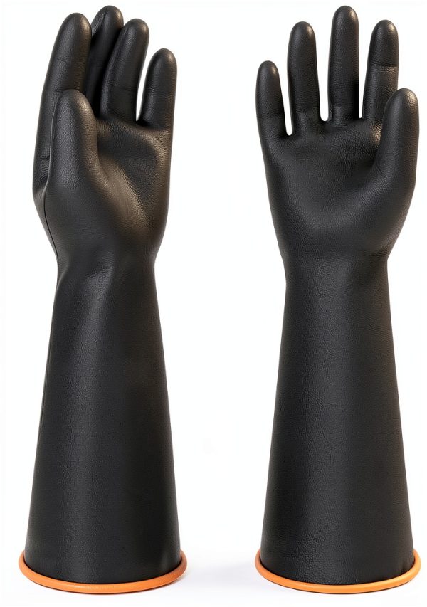 Long Black Rubber Gloves Usbday001 Chemical Resistant Latex PVC-0