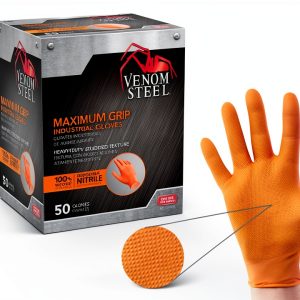 Medline Heavy Duty Nitrile Gloves VEN6085H Orange 8mil 50 Count-0