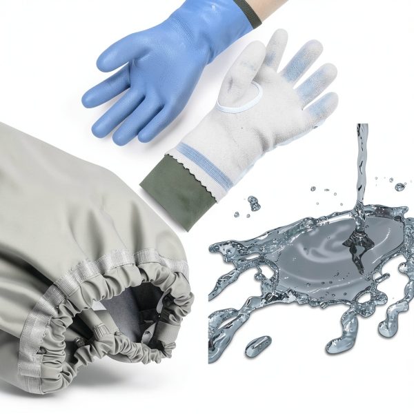 Blue PVC Chemical Resistant Gloves Medium Heavy Duty Waterproof-2
