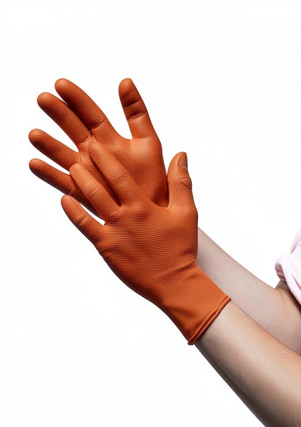 Medline Heavy Duty Nitrile Gloves VEN6085H Orange 8mil 50 Count-1