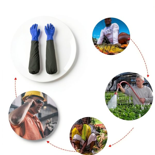 Long Waterproof Rubber Gloves ZYCTSUI 28” PVC Chemical Resistant Blue-5