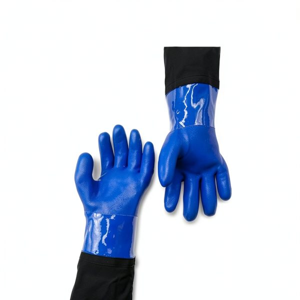Long Waterproof Rubber Gloves ZYCTSUI 28” PVC Chemical Resistant Blue-2