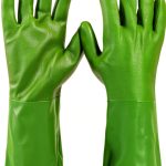 HANDLANDY Chemical Gloves Duty Green Waterproof Nitrile Sandy Grip-0