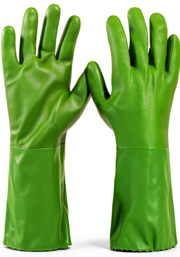 HANDLANDY Chemical Gloves Duty Green Waterproof Nitrile Sandy Grip-0