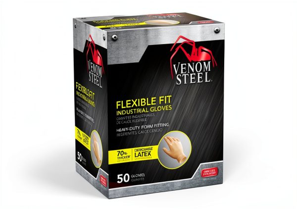 Venom Steel Latex Gloves Cream Color, One Size, Pack of 50-2