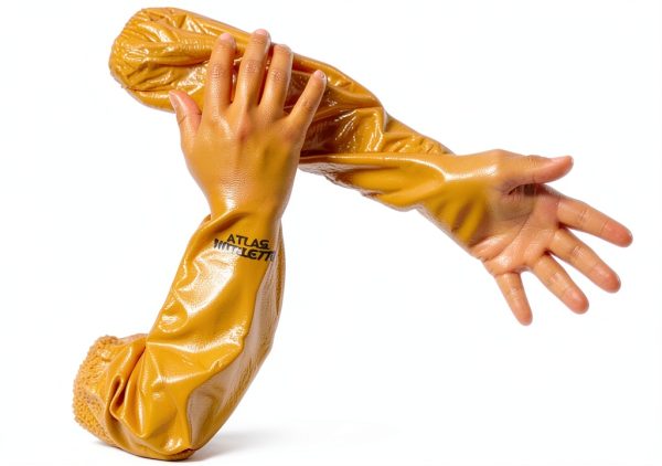 Atlas 772 Nitrile Coated Gloves 26in Long Cotton Lined Yellow Medium-0