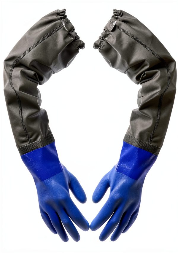 Long Rubber Gloves 27.2" Chemical Resistant PVC Gloves – Blue-0