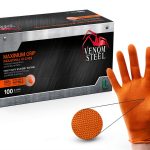 Venom Steel Orange Nitrile Gloves 8 mil Thick Large 100 Count-0