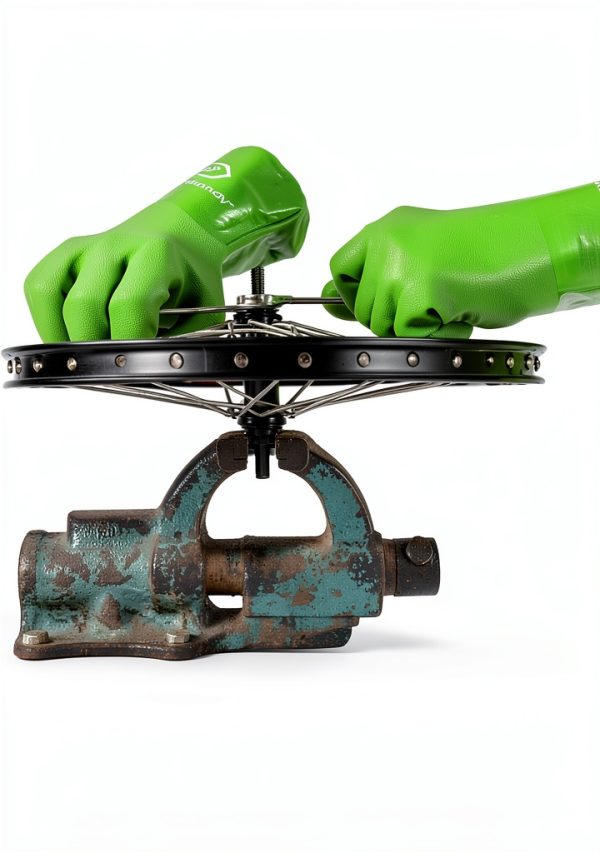 HANDLANDY Chemical Gloves Duty Green Waterproof Nitrile Sandy Grip-3