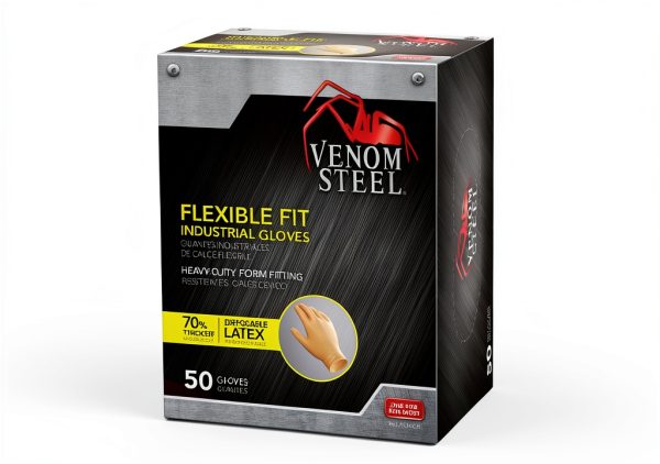Venom Steel Latex Gloves Cream Color, One Size, Pack of 50-3