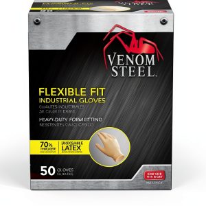 Venom Steel Latex Gloves Cream Color, One Size, Pack of 50-0