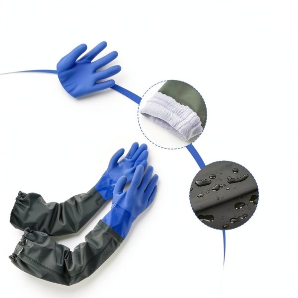 Long Rubber Gloves 27.2" Chemical Resistant PVC Gloves – Blue-3