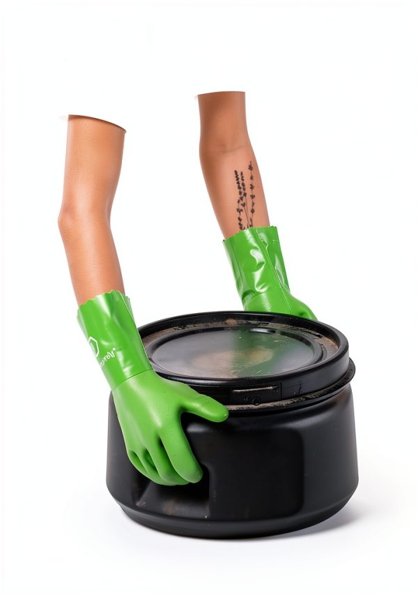 HANDLANDY Chemical Gloves Duty Green Waterproof Nitrile Sandy Grip-4