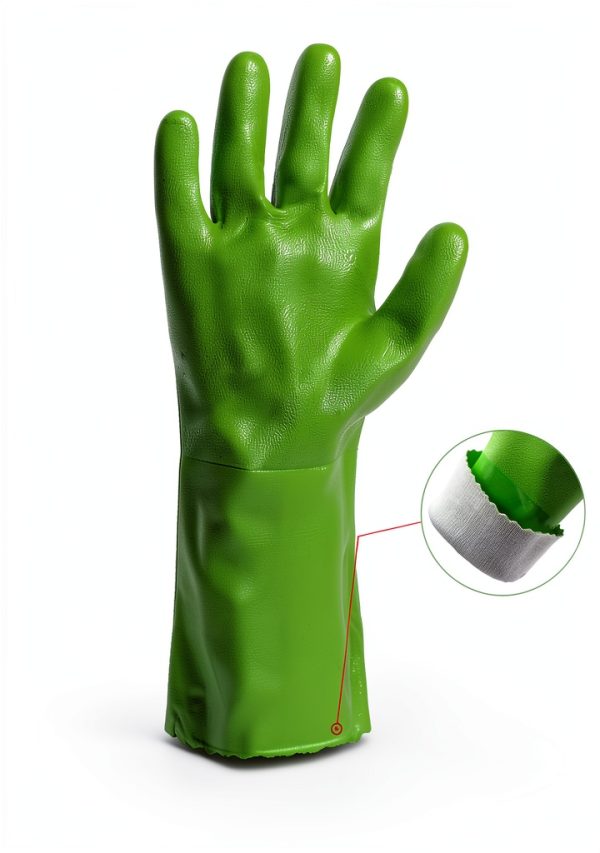 HANDLANDY Chemical Gloves Duty Green Waterproof Nitrile Sandy Grip-1