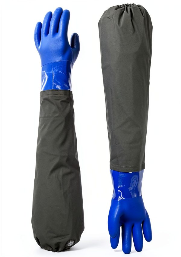 Long Waterproof Rubber Gloves ZYCTSUI 28” PVC Chemical Resistant Blue-0