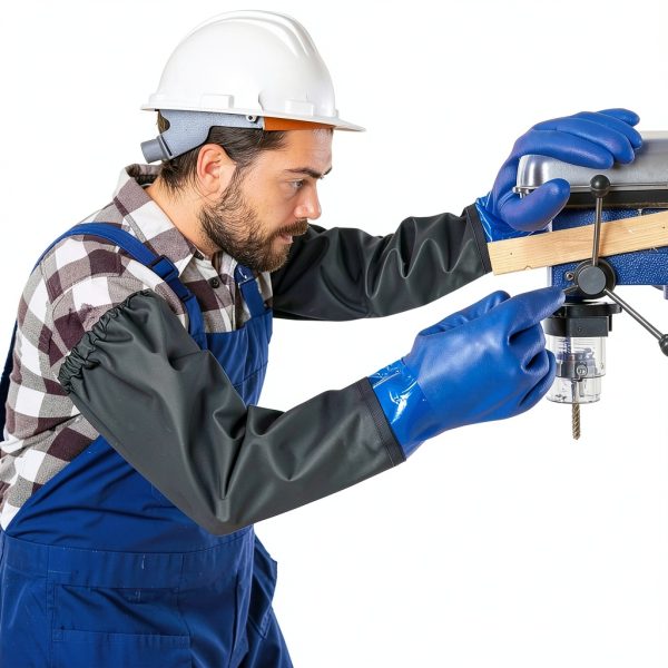 Haiou PVC Chemical Resistant Gloves Long Waterproof 25in Blue-5