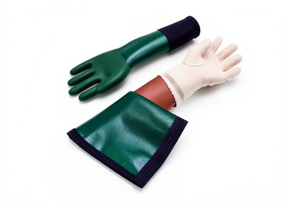 Full Arm Pond Gloves with Cotton Lining – 25in Waterproof – Green/Blue-1