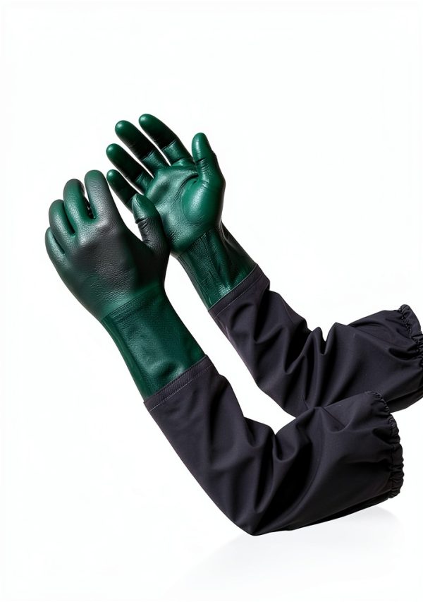 Full Arm Pond Gloves with Cotton Lining – 25in Waterproof – Green/Blue-5