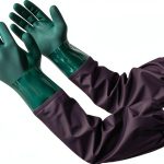 Full Arm Pond Gloves with Cotton Lining – 25in Waterproof – Green/Blue-0