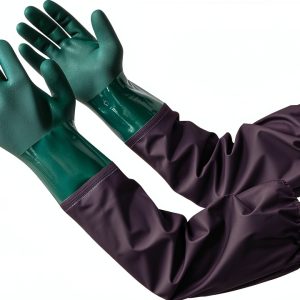 Full Arm Pond Gloves with Cotton Lining – 25in Waterproof – Green/Blue-0