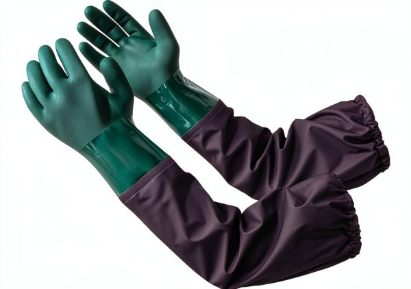 Full Arm Pond Gloves with Cotton Lining – 25in Waterproof – Green/Blue-0