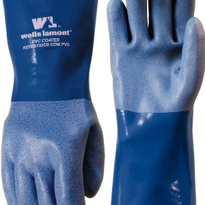Wells Lamont Rubber Gloves with PVC Coating, Large Blue 12‑Inch-0